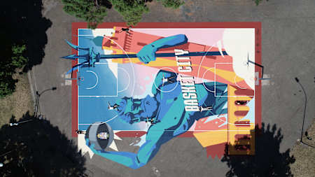The basketball court for Red Bull Half Court in Bologna, Italy.