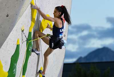 Natalia Grossman at the IFSC Climbing World Cup 2022 in Innsbruck, Austria