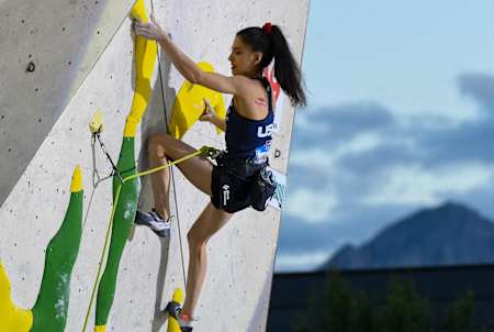 Natalia Grossman at the IFSC Climbing World Cup 2022 in Innsbruck, Austria