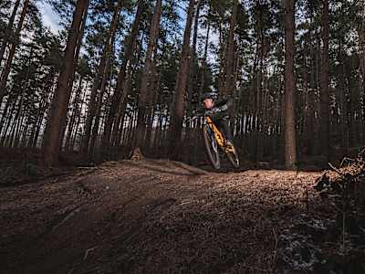 Alan Milway pumping MTB trail