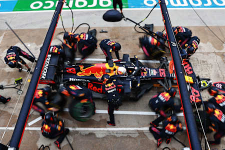 Max Verstappen of Red Bull Racing Honda at the Hungarian Grand Prix on August 1, 2021.