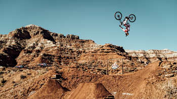 Jaxson Riddle performs at Red Bull Rampage in Virgin, Utah USA on October 15, 2021.