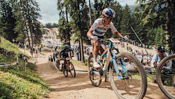 Pauline Ferrand Prevot performs at UCI XCO World Cup in Lenzerheide, Switzerland on July 10, 2022.