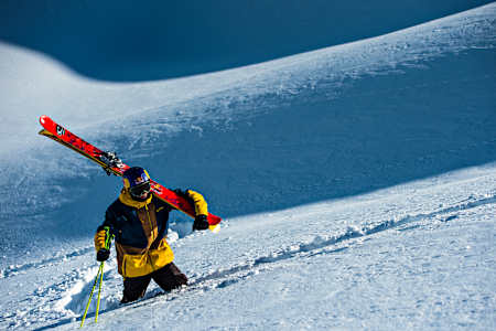 Paddy Graham is hiking during the Production of Passenger in Vars, Italy 5 March, 2014