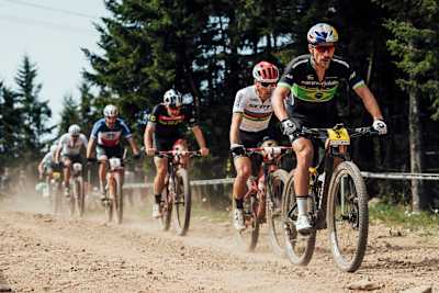 Henrique Avancini performs at the UCI XCO World Cup in Snowshoe, USA on September 8, 2019