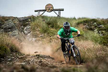 Brage Vestavik performs at Red Bull Hardline in Dinas Mawydd, Wales on July 25, 2021.
