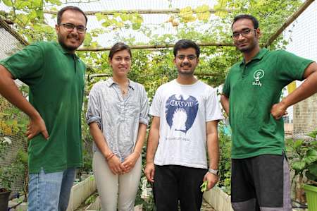The core Khetify team at the office balcony