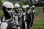 Chimbu Skeleton Dancers posing for a portrait in Papua New Guinea