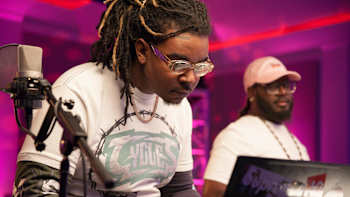 T-Pain and Wheezy remix together during Red Bull Remix Lab in Atlanta, Georgia on June 19, 2019.