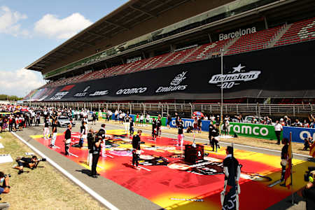 Drivers Stand For The National Anthem