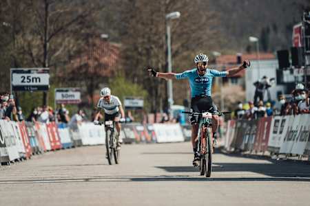 Victor Koretzky racing at the UCI World Cup in Albstadt, Germany.