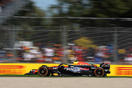 Sergio Pérez of Oracle Red Bull Racing at the Australian Grand Prix on March 24, 2024.