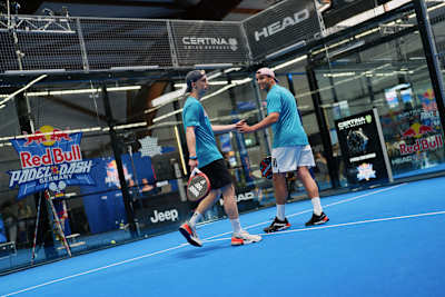 LetsHugo mit Teammate Paul Frege beim Creator Cup des Red Bull Padel Dash 2026.