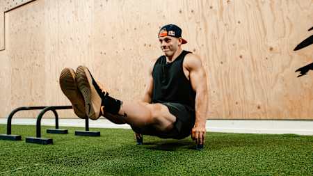 Functional fitness competitor Jonne Koski working on his core strength.