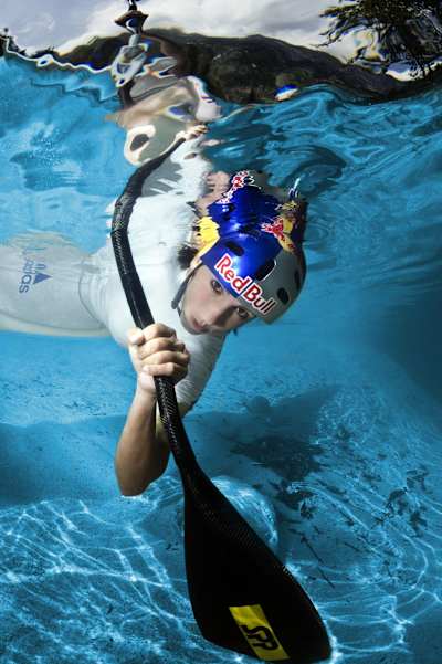 Jana Dukátová trains on Socha River in Bovec, Slovenia on July 22nd 2009.
