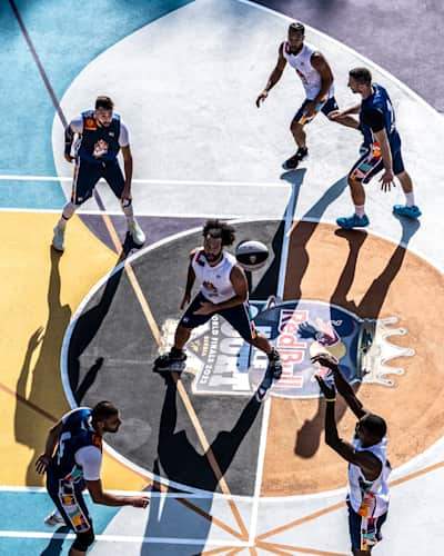 Participants compete during the Red Bull Half Court World Final in Belgrade, Serbia on September 16, 2023.