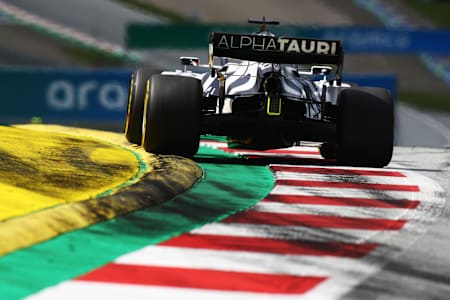 Daniil Kvyat of Russia driving the (26) Scuderia AlphaTauri AT01 Honda on track during the Formula One Grand Prix of Styria at Red Bull Ring on July 12, 2020 in Spielberg, Austria.