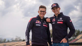 Timmy Hansen (SWE) and Kevin Hansen (SWE) pose for a portrait during the FIA World Rallycross Championship in Barcelona, Spain on March 31, 2017.