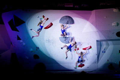 Shauna Coxsey durante una competición.