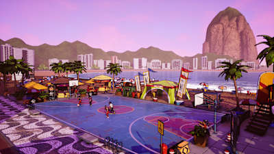 Screenshot of characters competing in Brazil in Street Power Football video game.