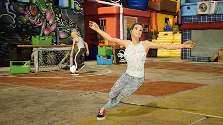 Screenshot of a character celebrating in Street Power Football.