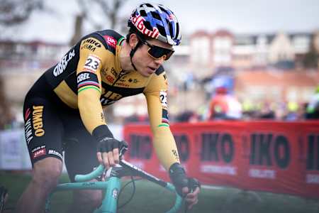 Wout van Aert competing at UCI Cyclocross World Cup in Hoogerheide, Belgium on January 26, 2020.