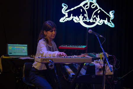 Sanaya Ardeshir aka Sandunes performs during a show.