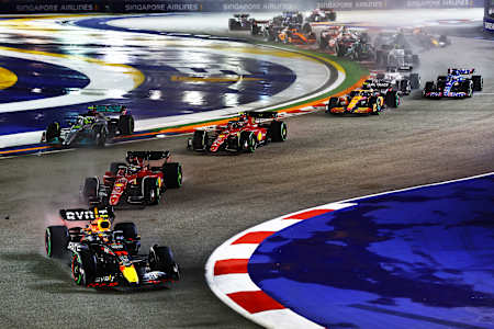 Sergio Pérez of Oracle Red Bull Racing at the Singapore Grand Prix on October 2, 2022.