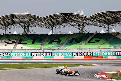 L’énorme virage en épingle à cheveux sur le circuit Sepang du Grand Prix de Formule 1 de Malaisie.