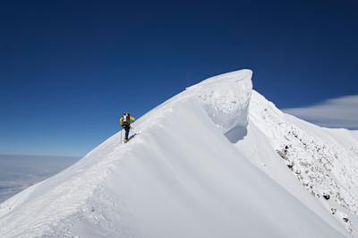 Colin O'Brady climbs up to the summit of Denali, Alaska during his record-breaking summiting of the highest point in all 50 states of the USA in 21 days.