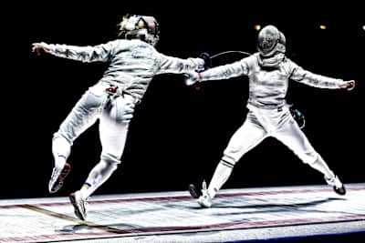 Olga Kharlan performs at Moscow Saber 2013 fencing championship in the Druzhba Arena, Luzhniki stadium in Moscow, Russia on March 23rd, 2013