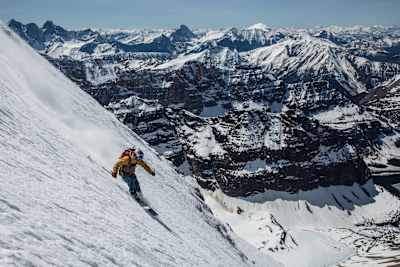 John Collinson skiing on Mount Lefroy at Banff National Park in 2016