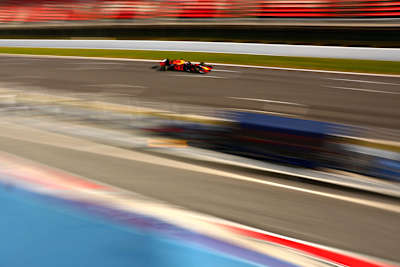 A photo of Red Bull Racing's F1 driver Pierre Gasly during testing in Spain.