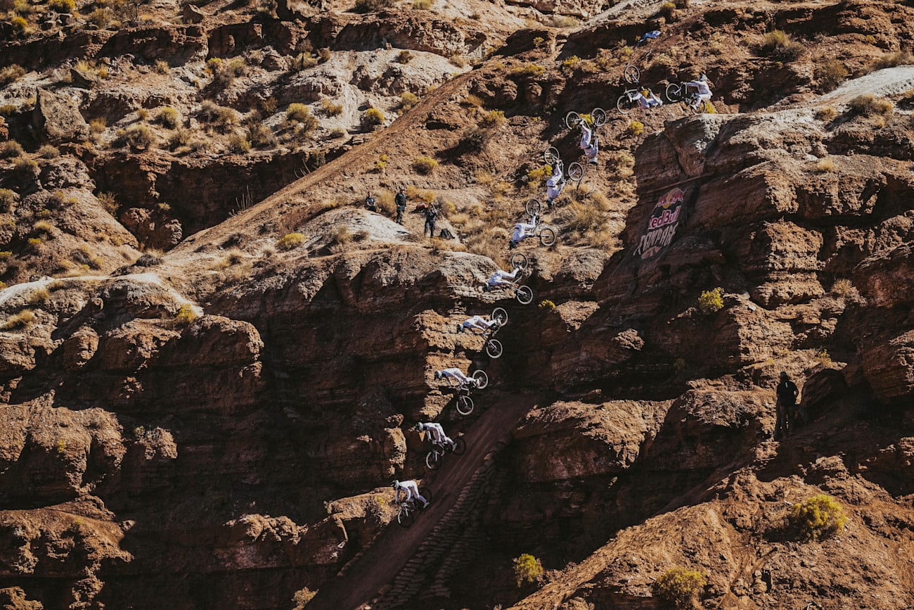 Tom van Steenbergen rides at Red Bull Rampage in Virgin, Utah, USA on 25 October, 2019.