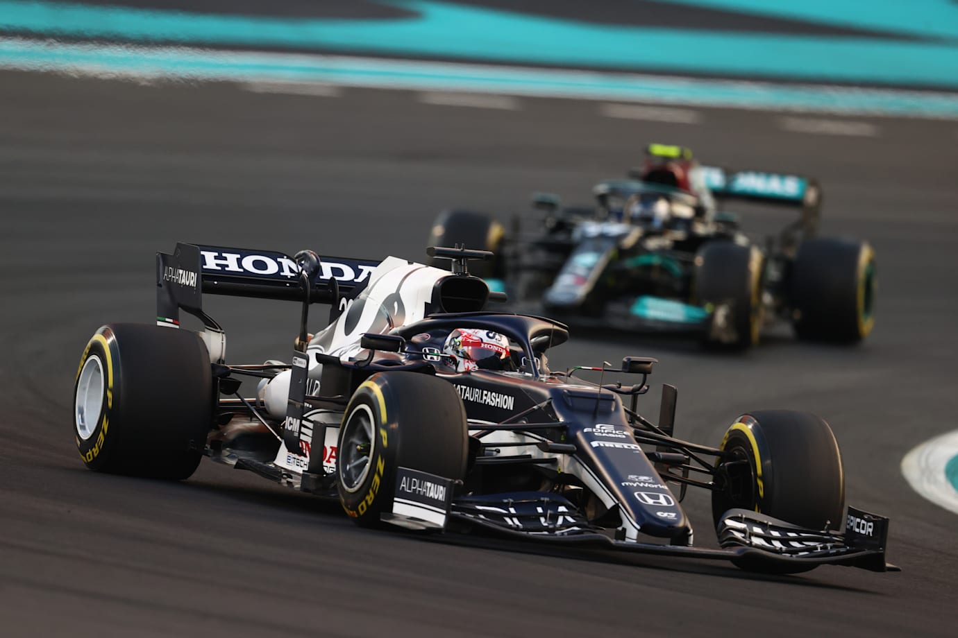 Yuki Tsunoda of Scuderia AlphaTauri at the Abu Dhabi Grand Prix on December 12, 2021.