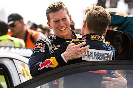 Timmy Hansen and Kevin Hansen in action at FIA World Rallycross Championship in Killarney International Raceway in South Africa on November 10, 2019.