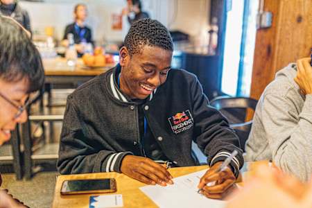 Participant seen at the Red Bull Basement University in Toronto, Canada on December 13, 2019.