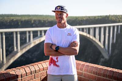 Obstacle course athlete Thomas van Tonder stands in front of Bloukrans Bridge ahead of his Red Bull Bridge Bars challenge.