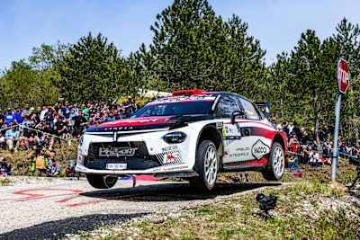 Nikolay Gryazin sat second overnight following Friday in WRC2 in Croatia
