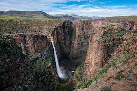A view of the Maletsunyane Falls in Lesotho from above ground