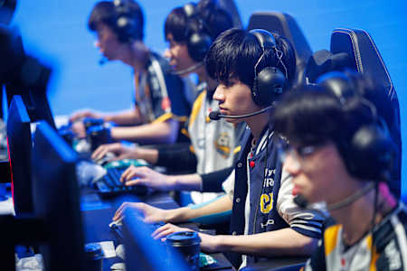 CTBC Flying Oyster compete onstage at League of Legends Worlds 2025 Swiss Stage on October 25, 2025 in Beijing, China. 