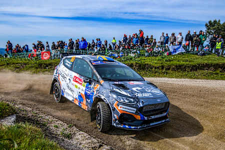 Mille Johansen in action on Saturday at Vodafone Rally de Portugal