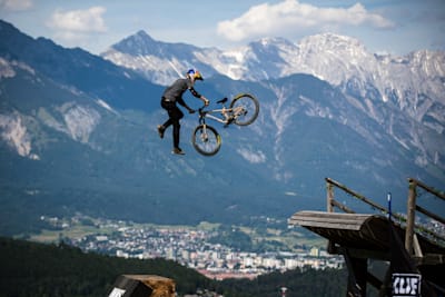 Emil Johansson performing at Crankworx Innsbruck Dual Slopestyle June 17, 2021.