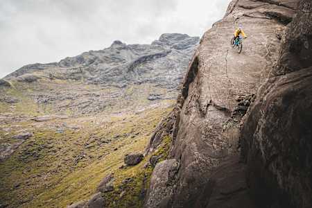 Danny MacAskill riding down the Dubh Slabs, Isle of Skye