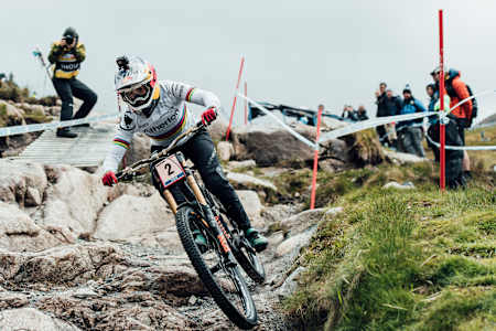 Rachel Atherton performs at UCI DH World Cup in Fort William, Great Britain on June 2nd, 2019.