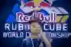 Mulun Yin performs at Red Bull Rubik’s Cube World Championship demonstration in Shanghai, China on June 24, 2018