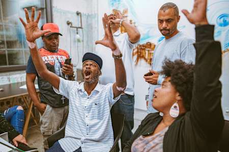Rappin' Hood e seu coletivo durante o Red Bull Music Pulso 2019