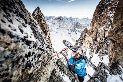 Andrzej Bargiel in action during a training session in La Grave, France on January 28, 2018.