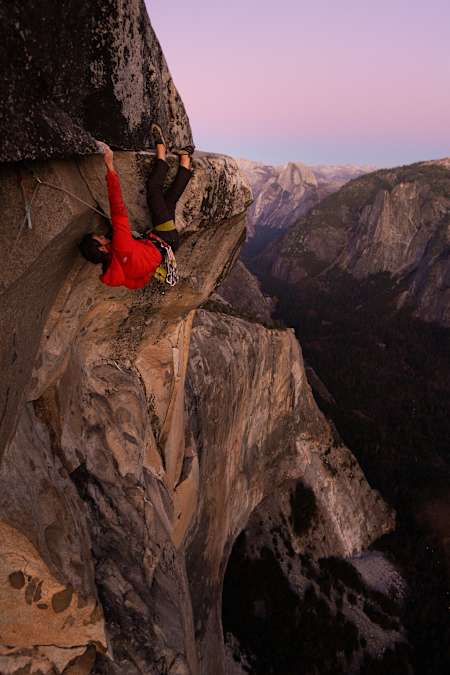 Alex Honnold in action while climbing in Yosomite National Park