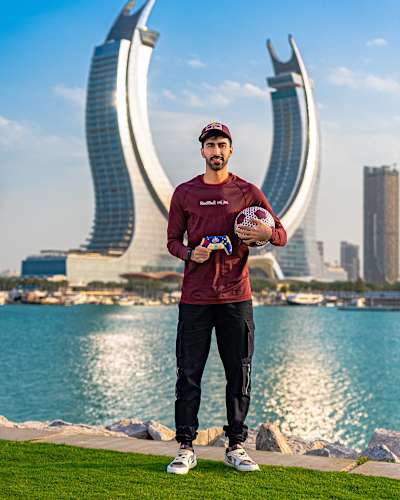 Ahmed Al Meghessib, EA Sports FC 25 pro, poses in Doha, Qatar in 2023.